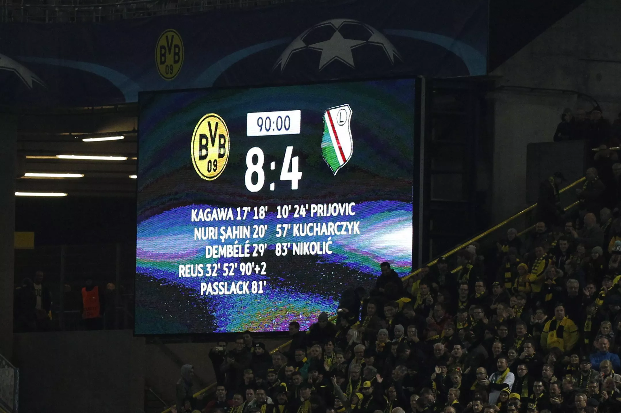 Borussia Dortmund - Legia Warszawa, Liga Mistrzów. Najwyższy wynik w historii Ligi Mistrzów UEFA