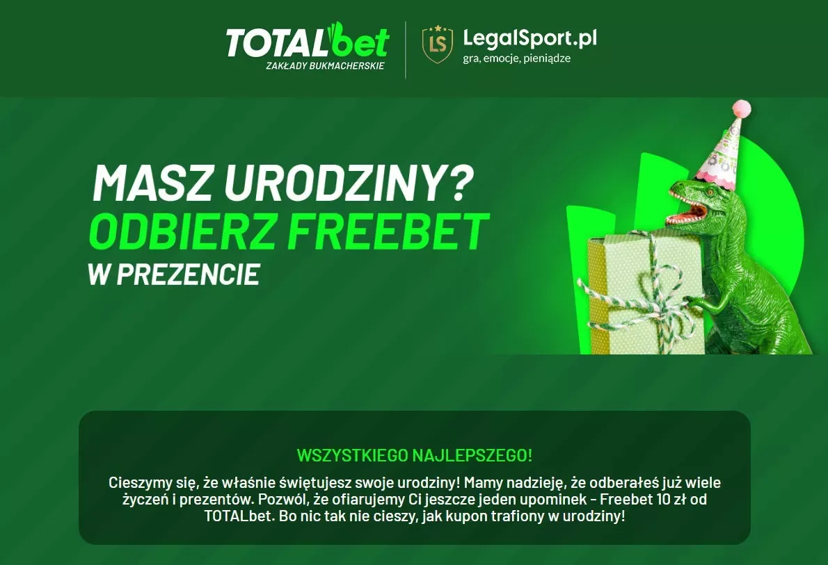 Od Totalbet na swoje urodziny otrzymuje się specjalny bonus