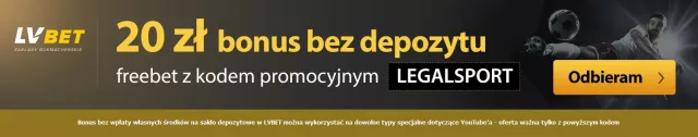 Infografika z bonusem 20 PLN bez depozytu na start z kodem LEGALSPORT