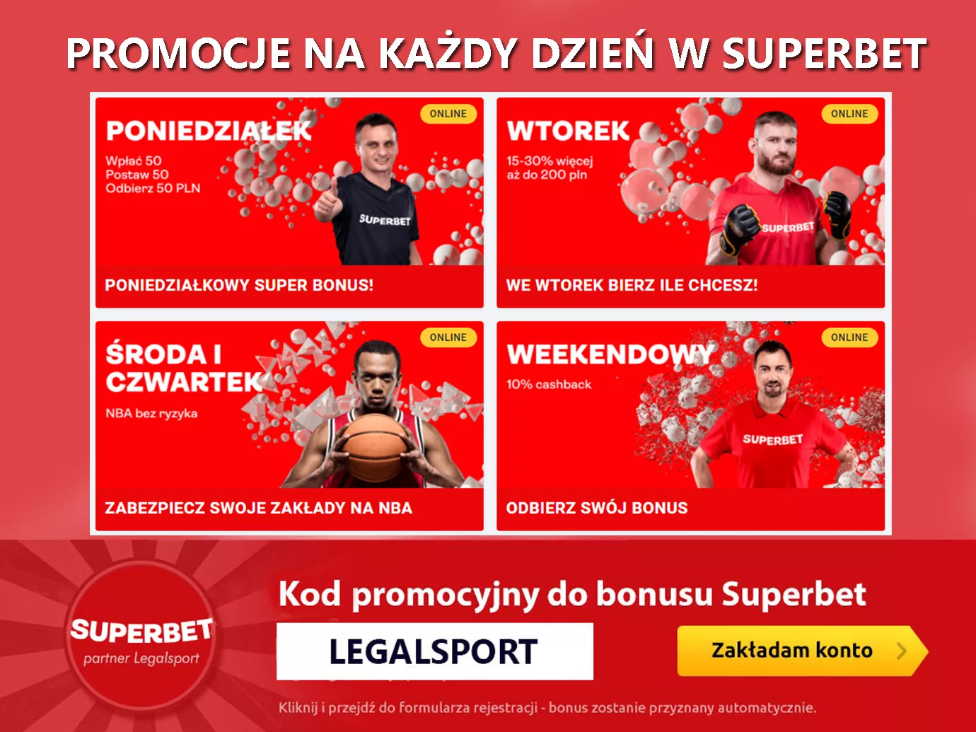 Bonusy na każdy dzień tygodnia w Superbet