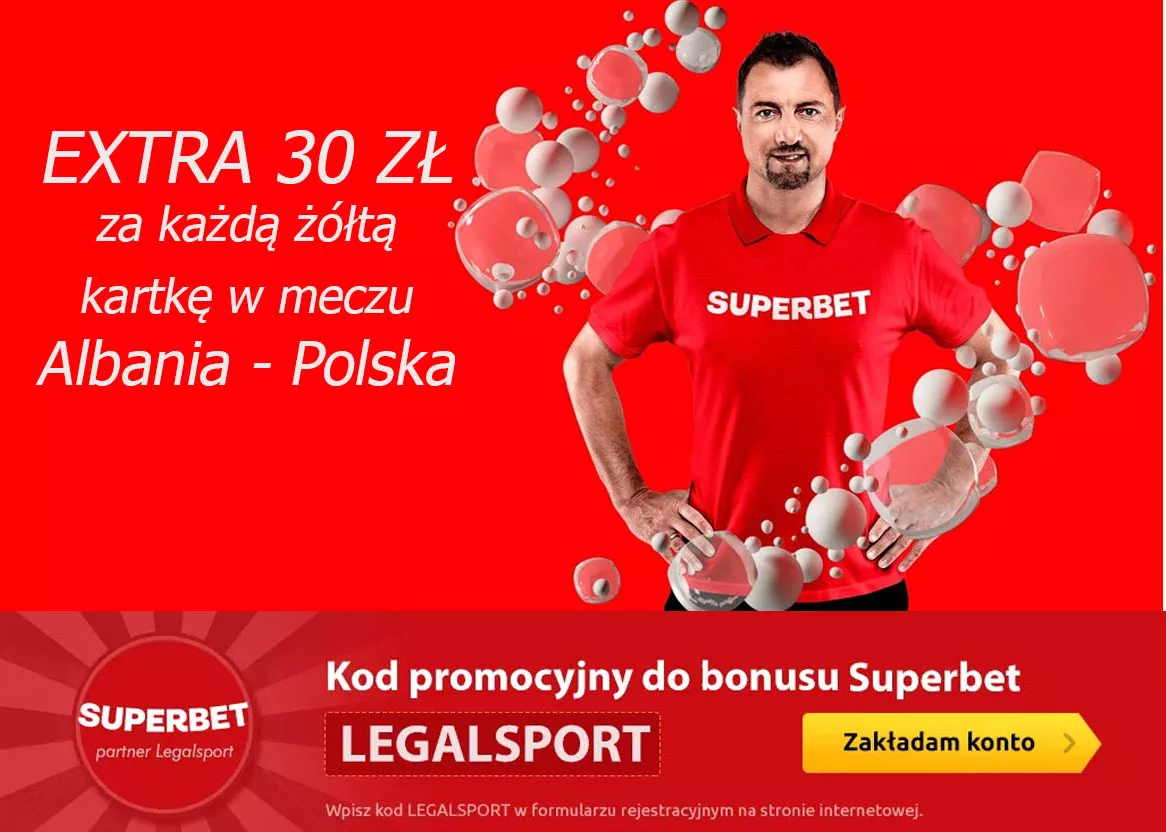 Bonus 30 zł za każdą żółtą kartkę w meczu Albania - Polska