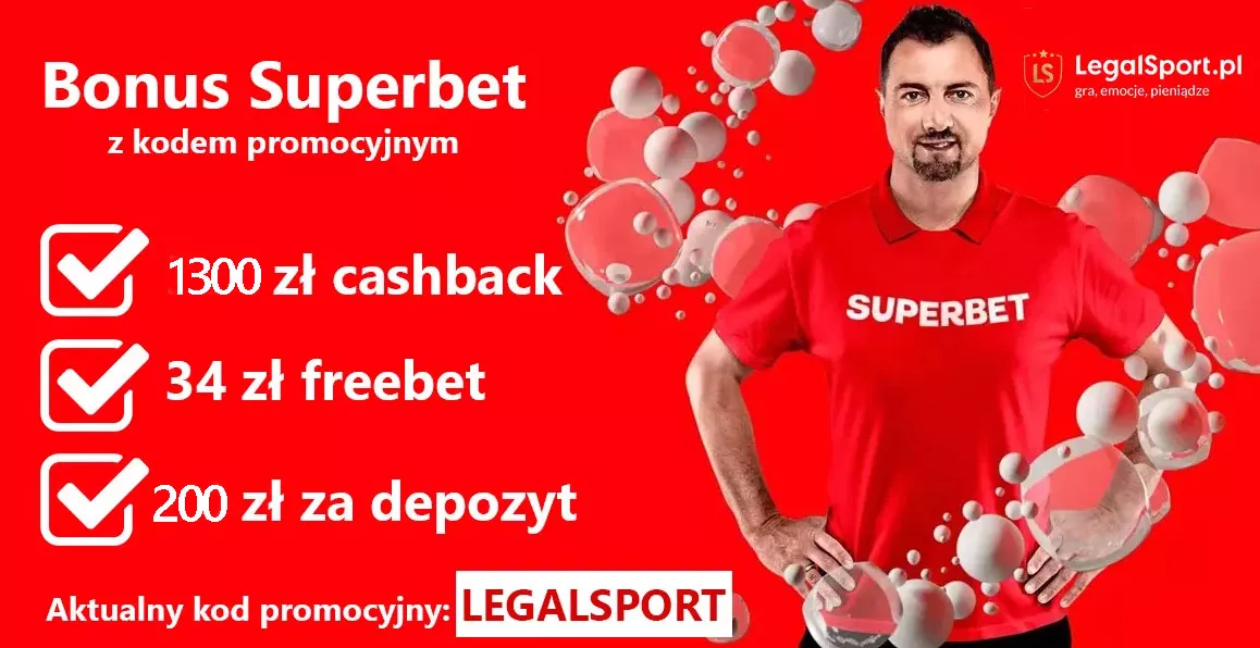 Baner z bonusami od bukmachera Superbet Zakłady Bukmacherskie