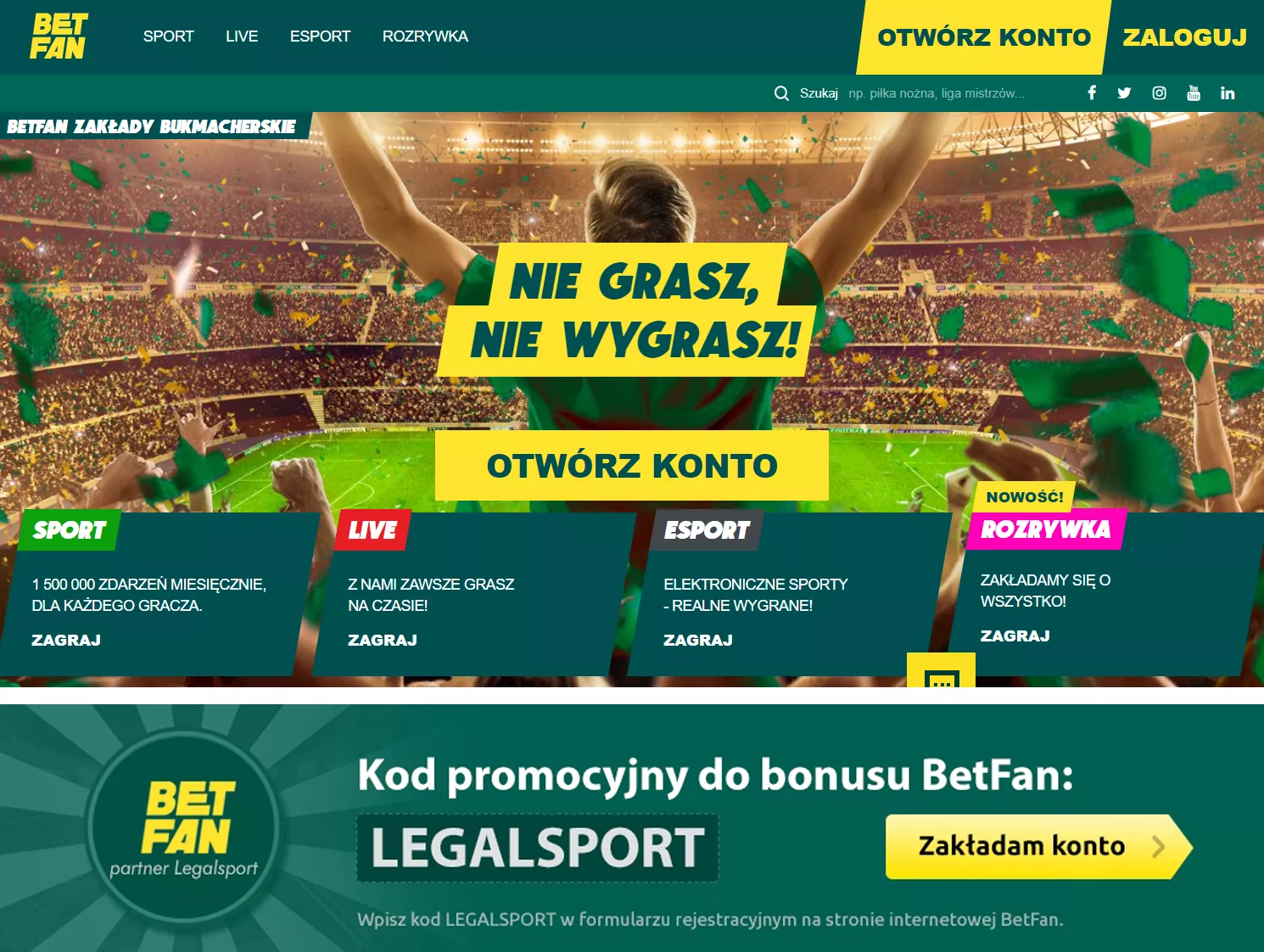 Rejestracja konta w Betfan - użyj kodu