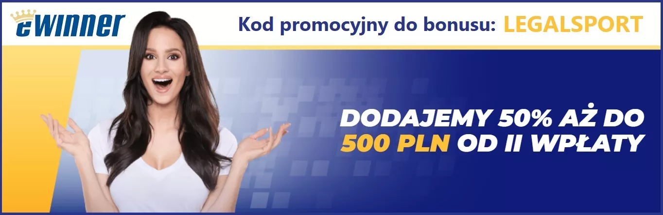 Premia powitalna eWinner - bonus 50% od drugiego depozytu500 zł