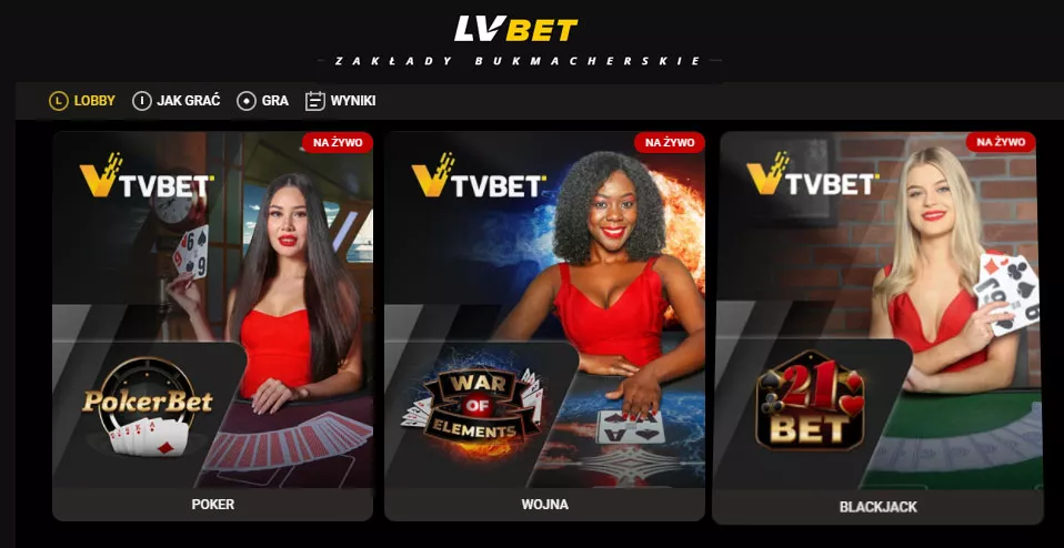 Zakłady na gry kasynowe w LVBET - lobby wirtualnego kasyna