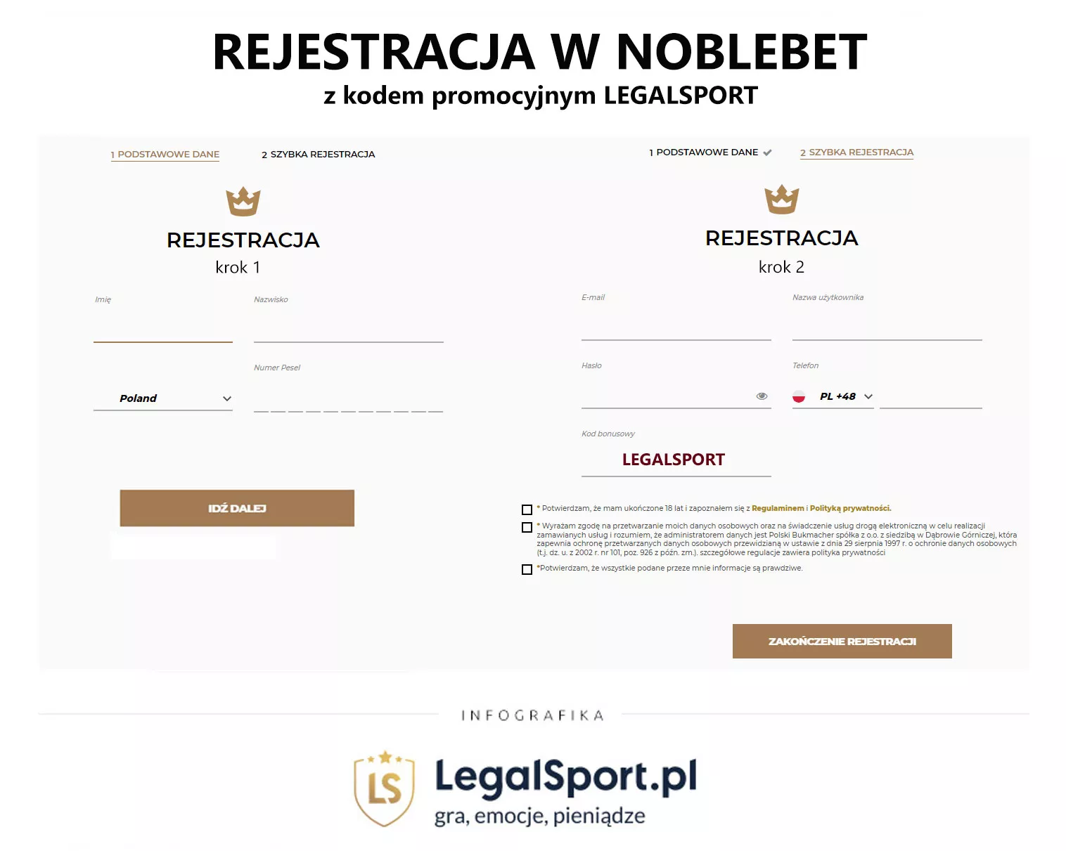 Szybka rejestracja konta w zakładach bukmacherskich NobleBet z kodem