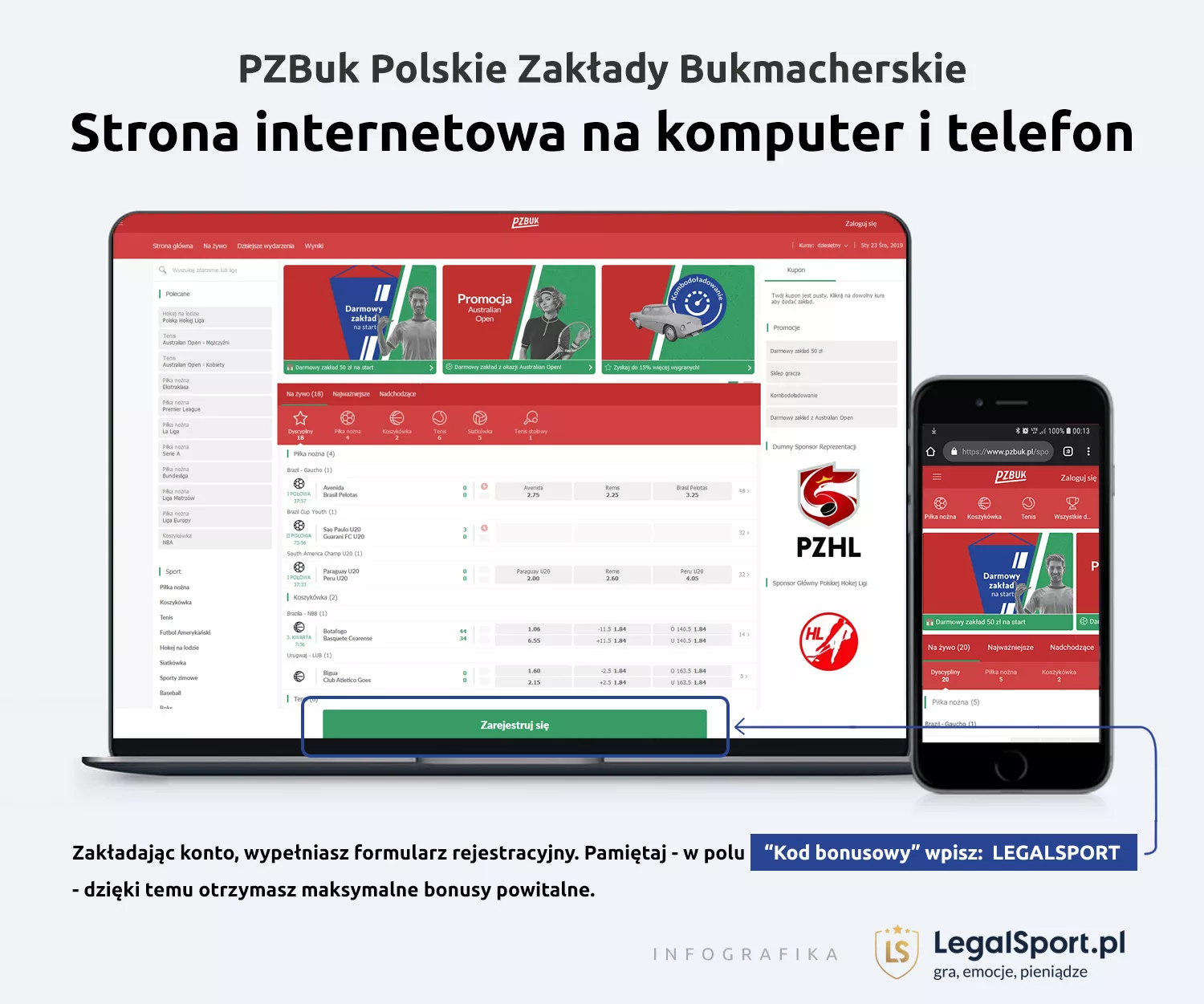 Polskie Zakłady Bukmacherskie - strona internetowa - infografika