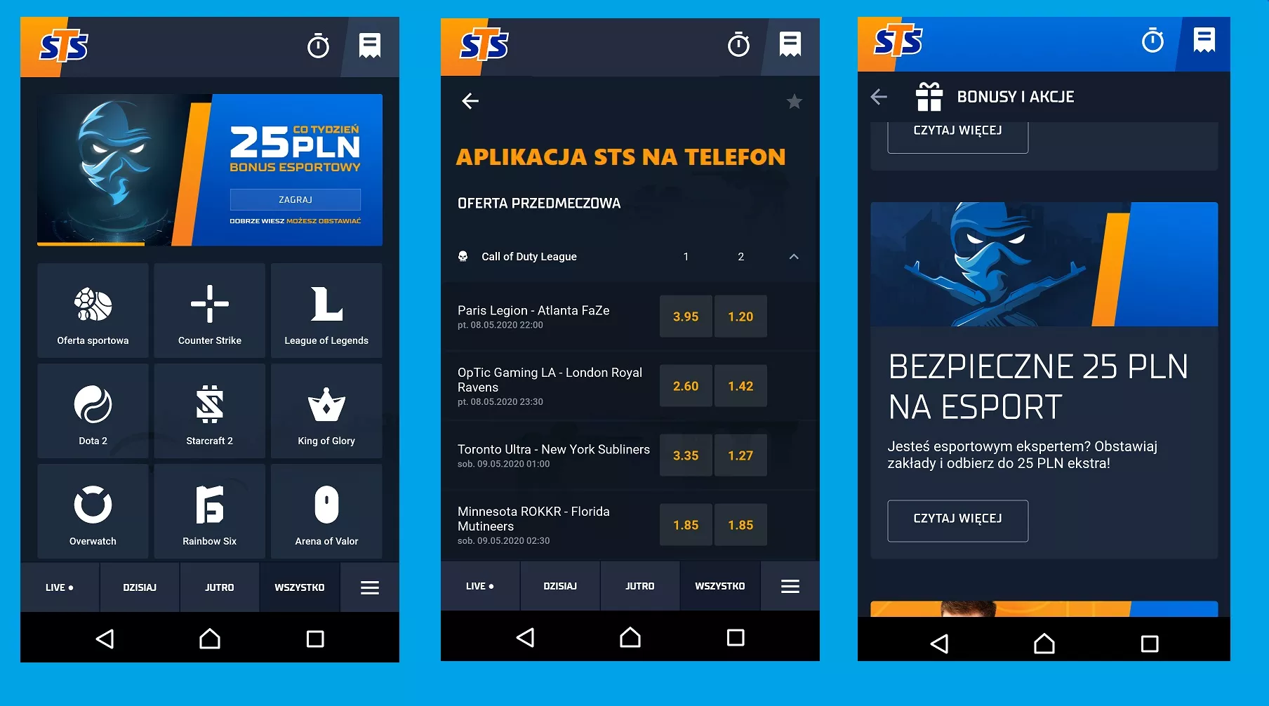 Aplikacja mobilna STS na telefon komórkowy lub tablet z system iOS lub Android. Apka STS
