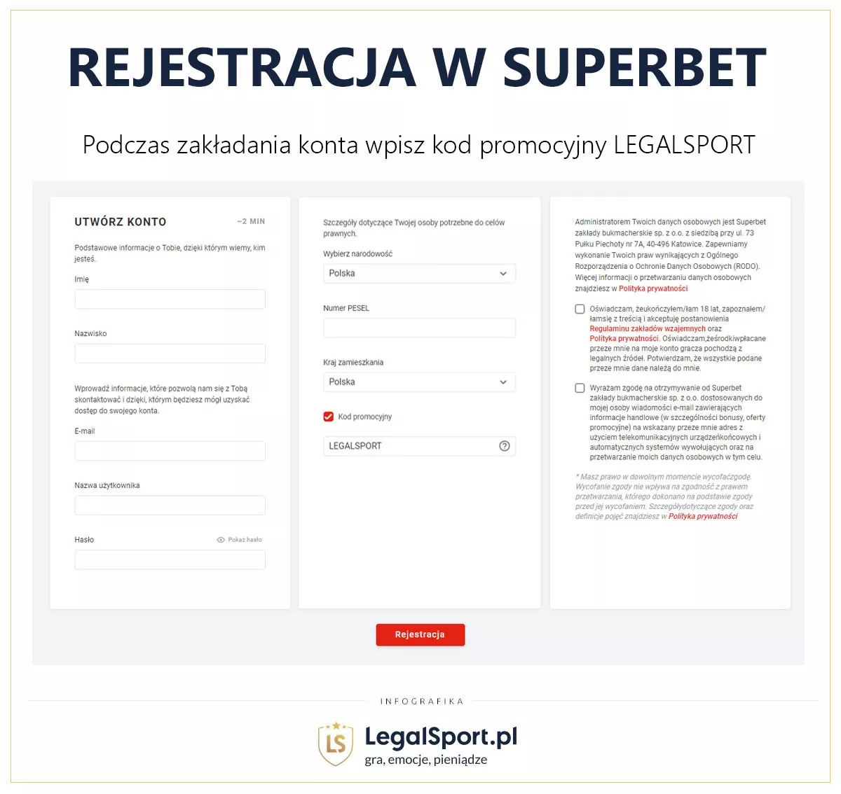 Jak krok po kroku zarejestrować konto do typów w Superbet
