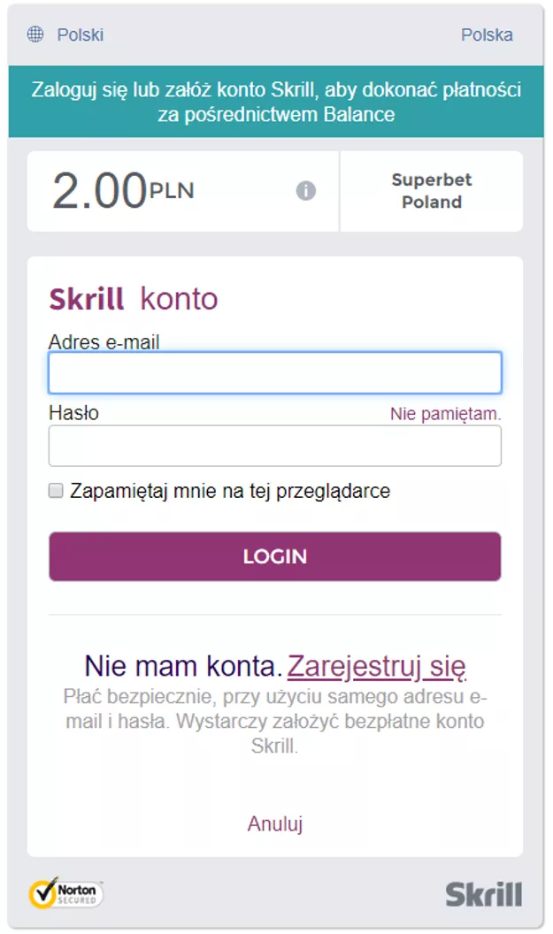 Płatności przez Skrill do Superbet - infografika