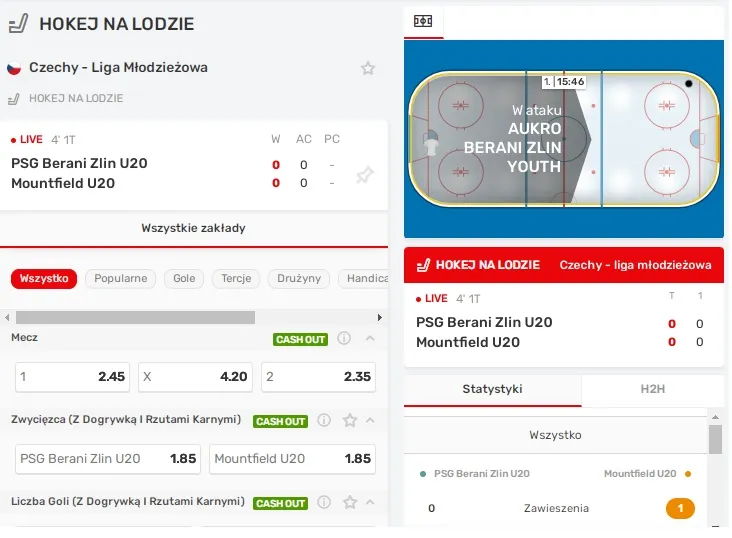Oferta LIVE na hokej w Superbet