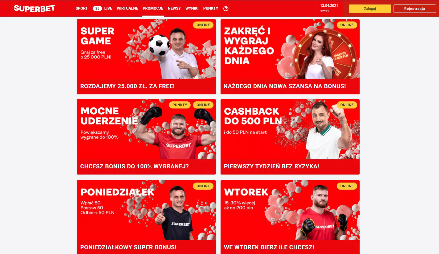 Promocje Superbet Zakłady Bukmacherskie - screen ze strony internetwej