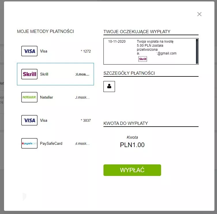 Jak wypłacić wygraną z Superbet na konto Skrill?