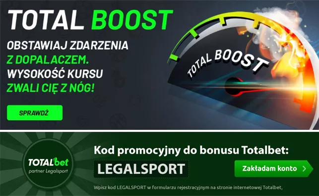 TOTAL Boost - podwyższone kursy bukmacherskie w TOTALbet online