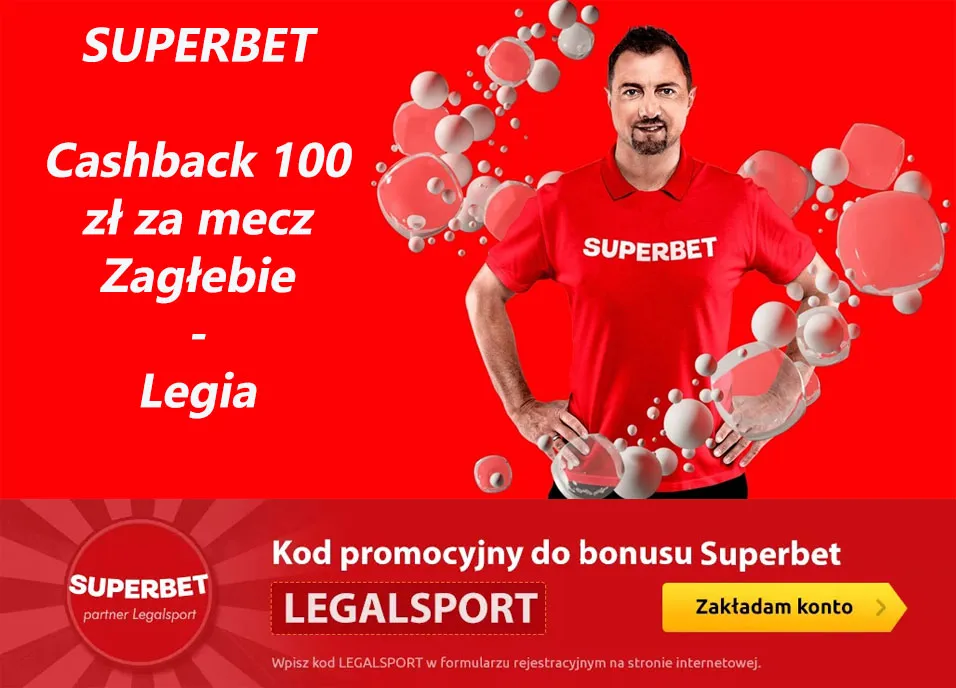 Cashback 100 zł za mecz Zagłębie vs Legia