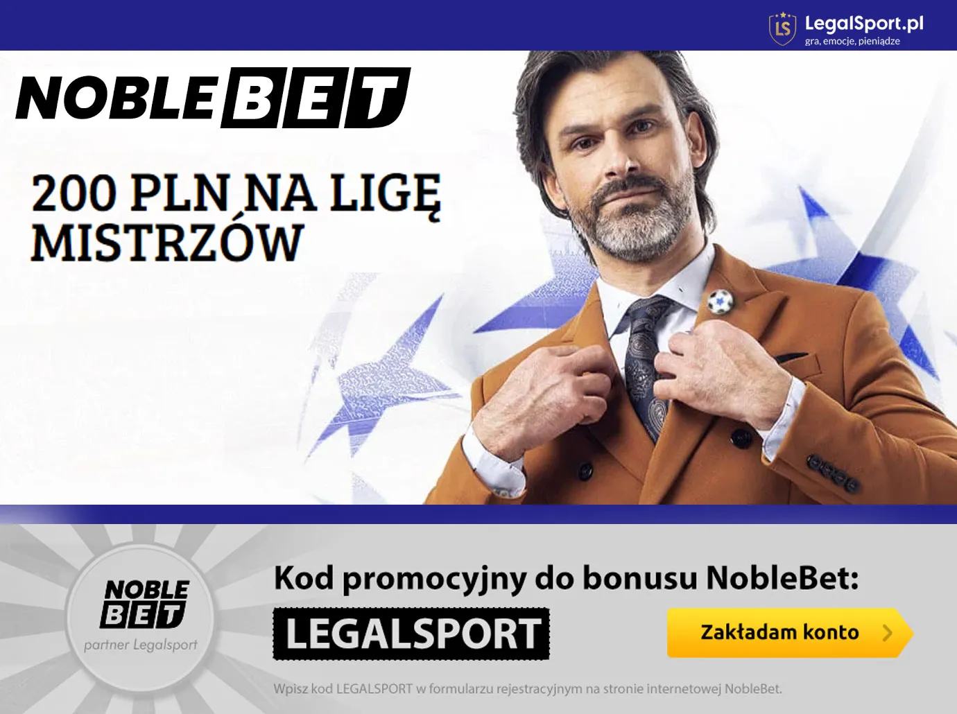 200 PLN na Ligę Mistrzów w Noblebet + kod LEGALSPORT