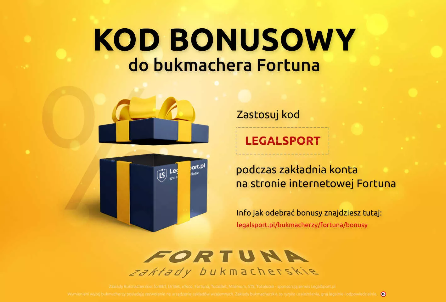 Kod promocyjny do bukmachera Fortuna - najwyższy bonus na rynku z kodem