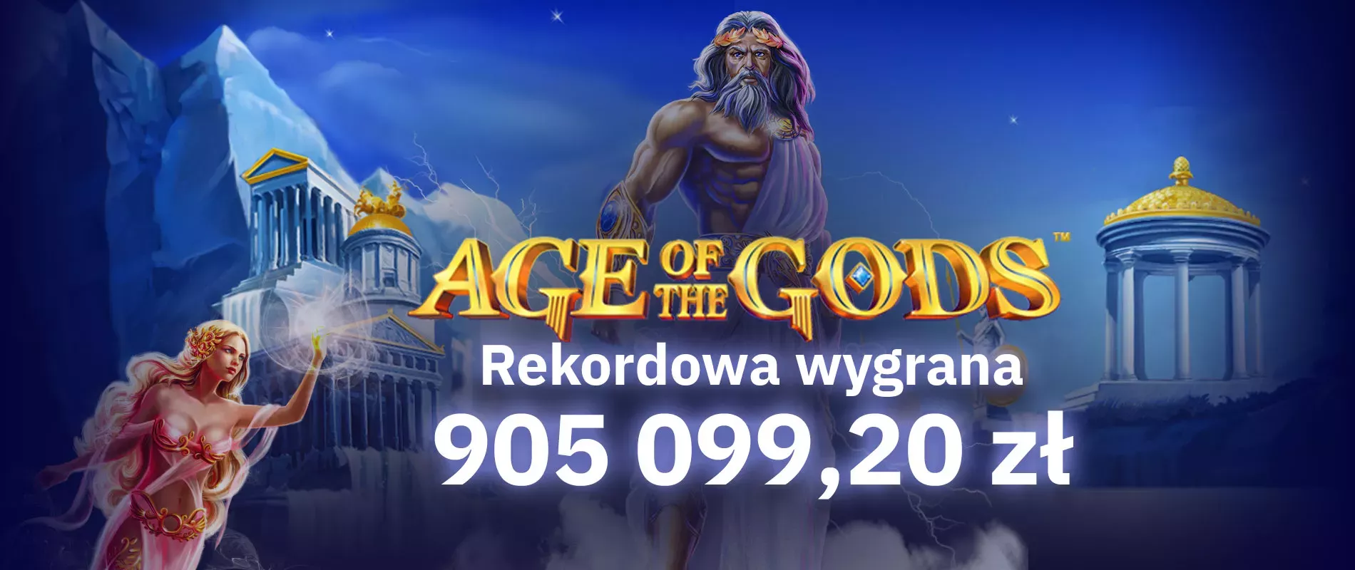 Rekordowa wygrana 905 099 złotych na automacie Age of the Gods