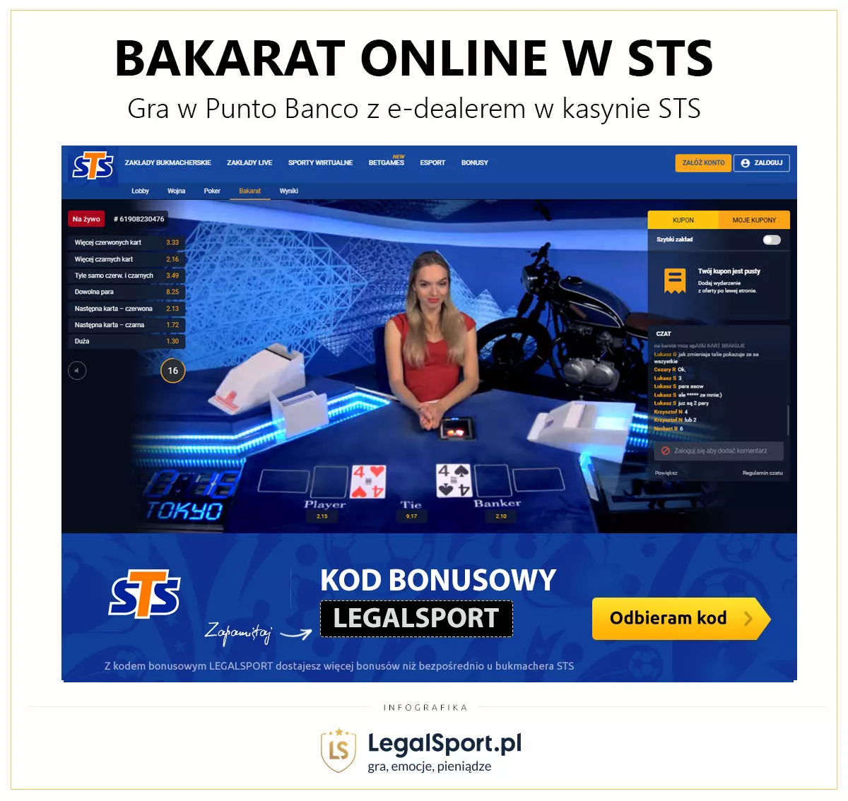 Karciany bakarat w kasynie online STS Zakłady Bukmacherskie