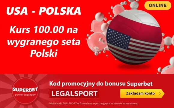 USA - Polska najlepszy kurs 100.00 w Superbet