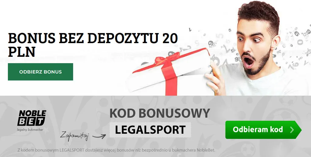 Darmowy zakład 20 zł za rejestrację konta w NobleBET