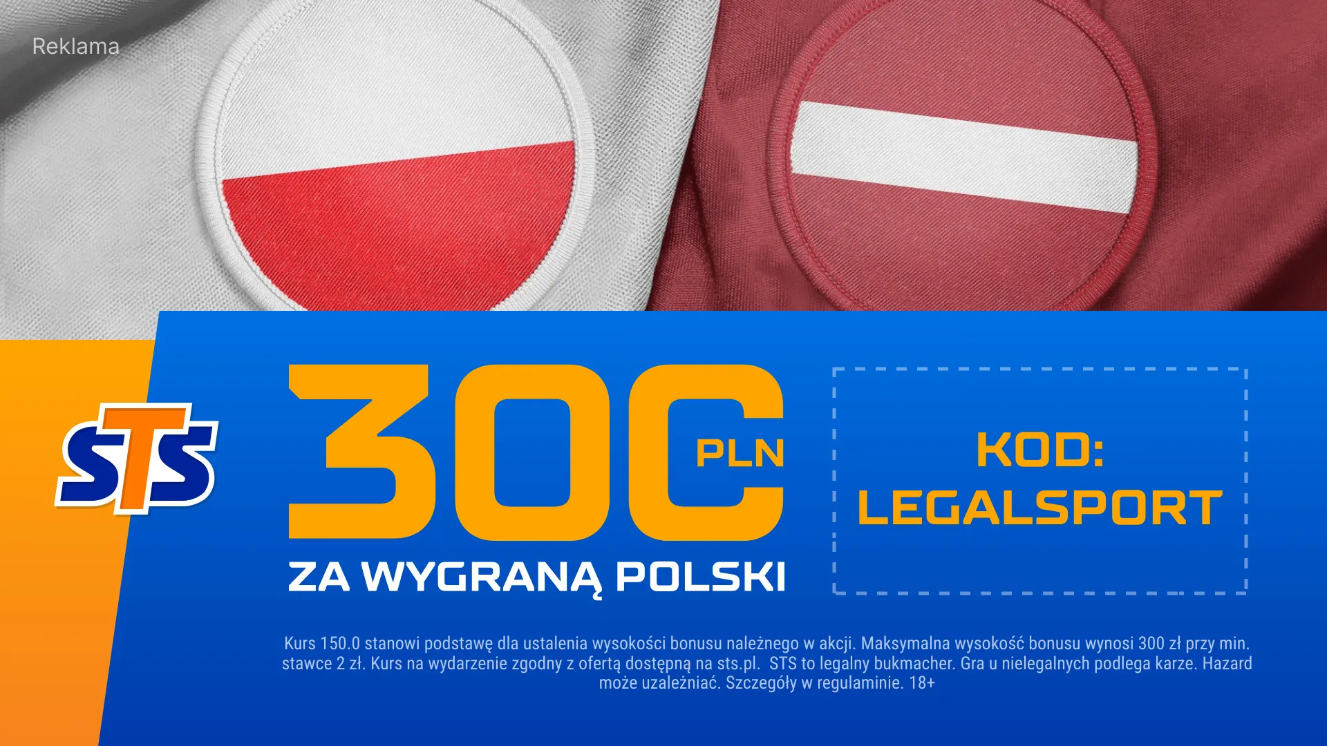 Obstaw zwycięstwo Polski z Łotwą w STS - zdobądź bonusowe 300 zł
