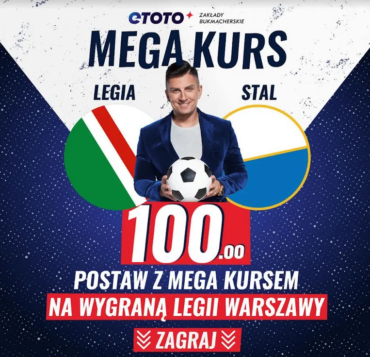 Boost 100.00 na wygraną Legii Warszawa ze Stalą Mielec w promocji Etoto (12.03)