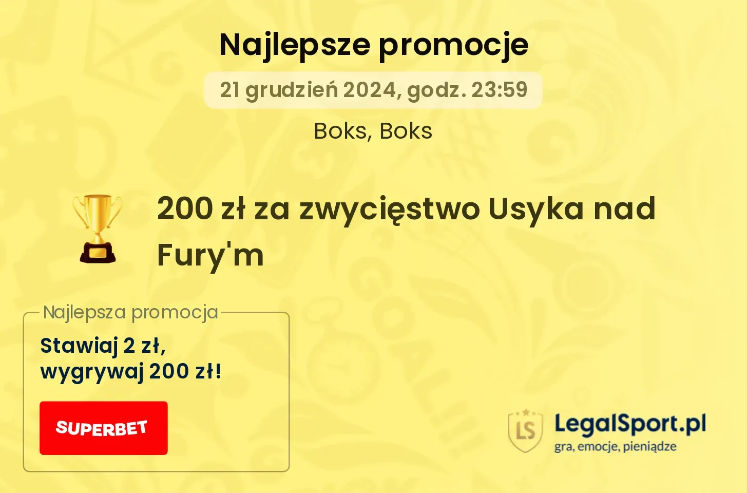 200 zł za zwycięstwo Usyka nad Fury'm promocje bonusy na mecz