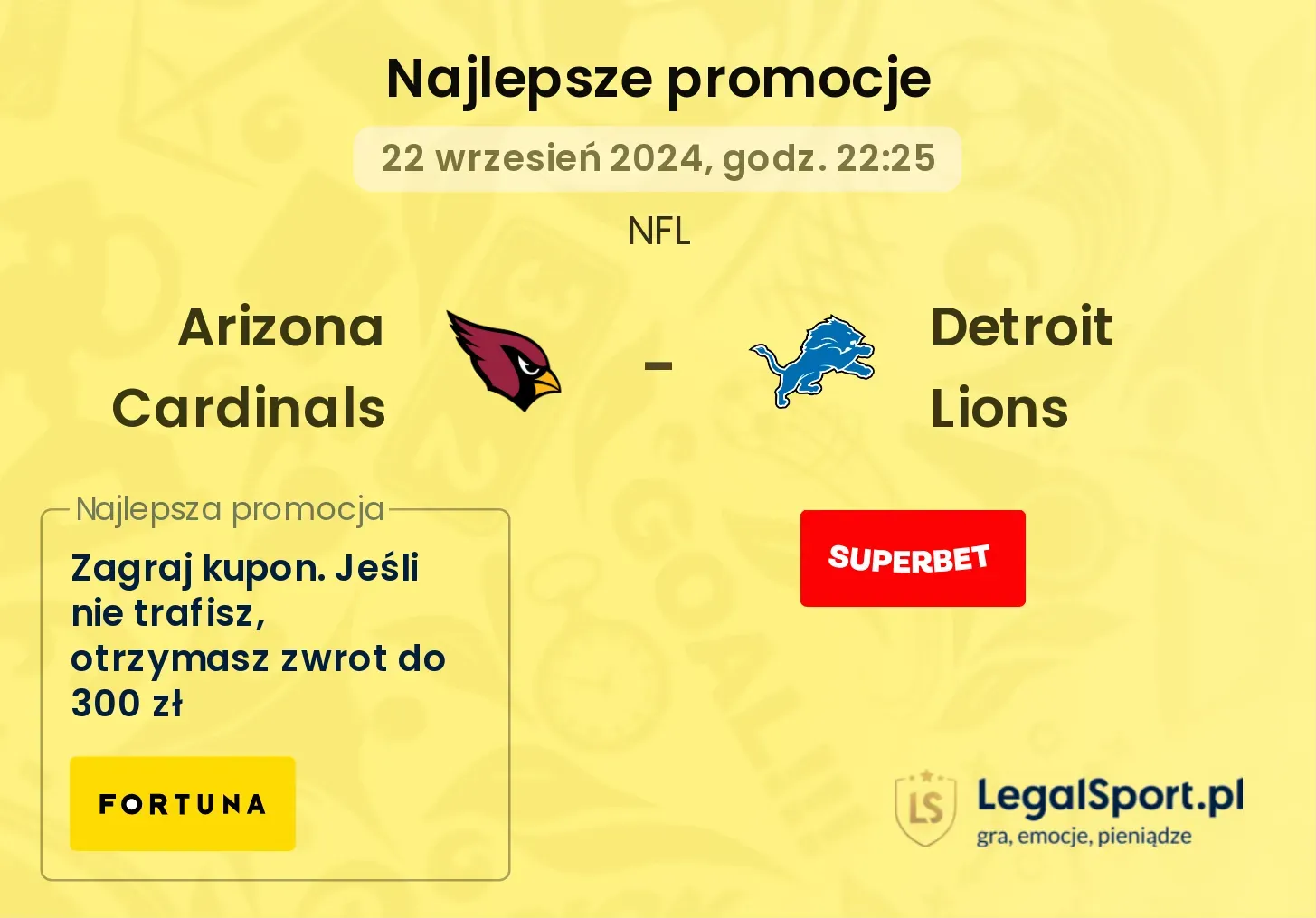 Arizona Cardinals - Detroit Lions promocje bonusy na mecz