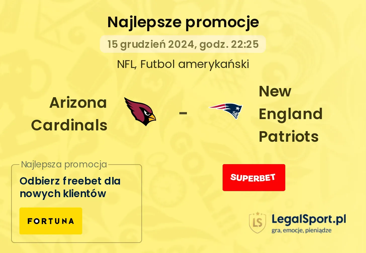 Arizona Cardinals - New England Patriots promocje bonusy na mecz