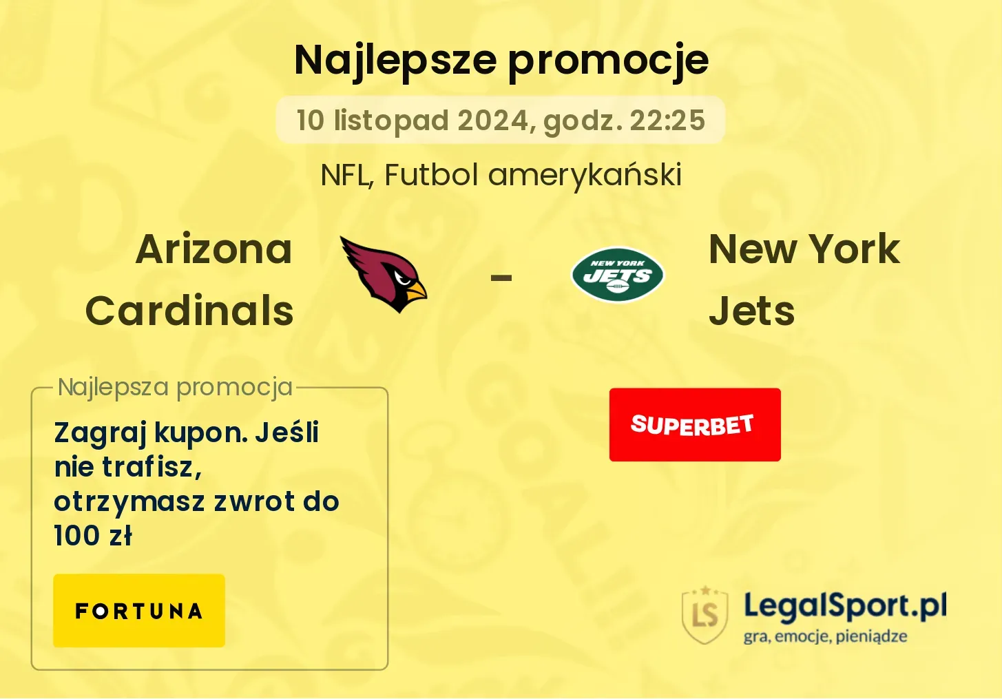 Arizona Cardinals - New York Jets promocje bonusy na mecz