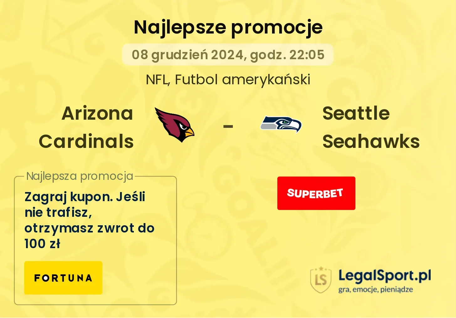 Arizona Cardinals - Seattle Seahawks promocje bonusy na mecz