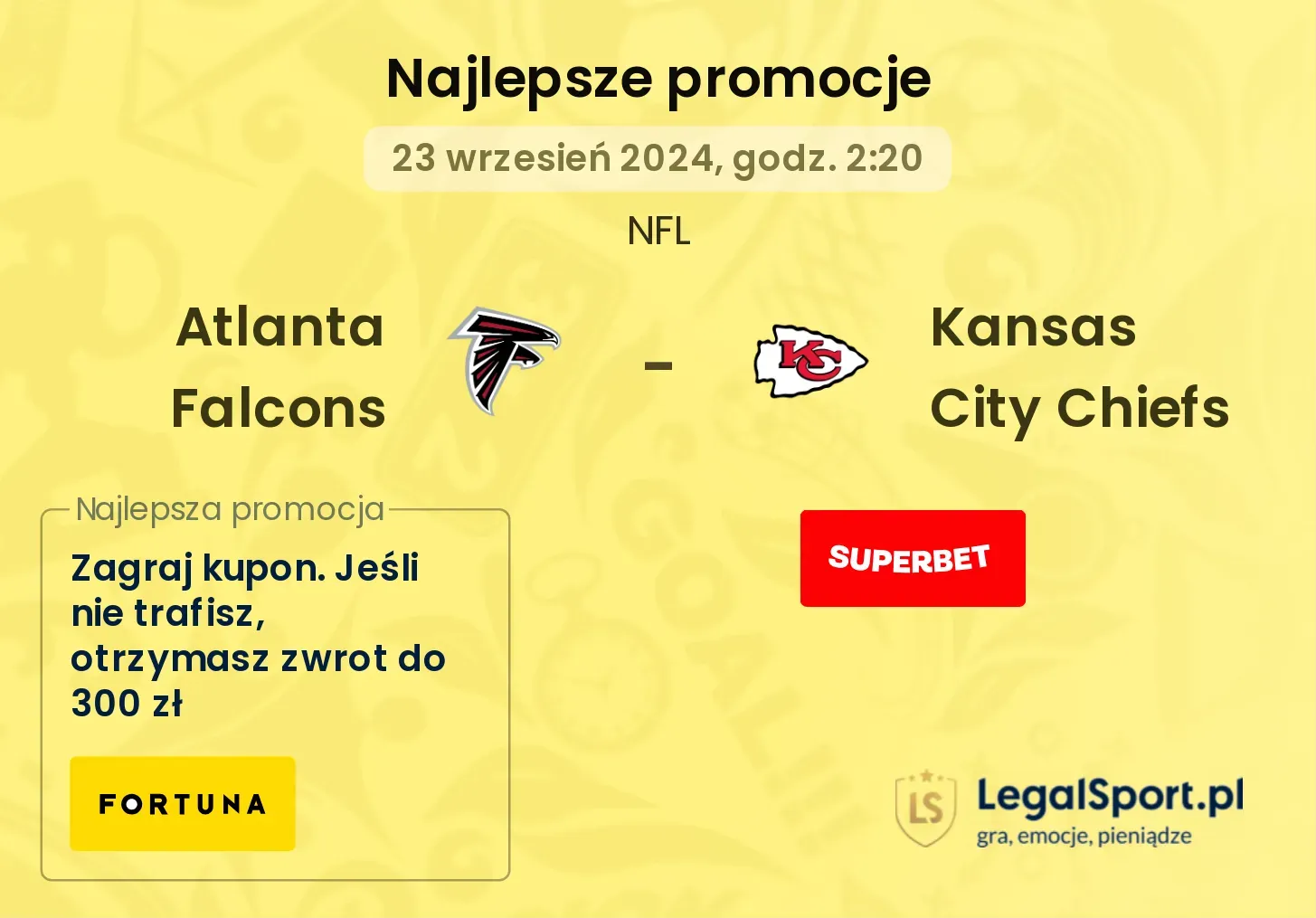  Atlanta Falcons - Kansas City Chiefs promocje bonusy na mecz