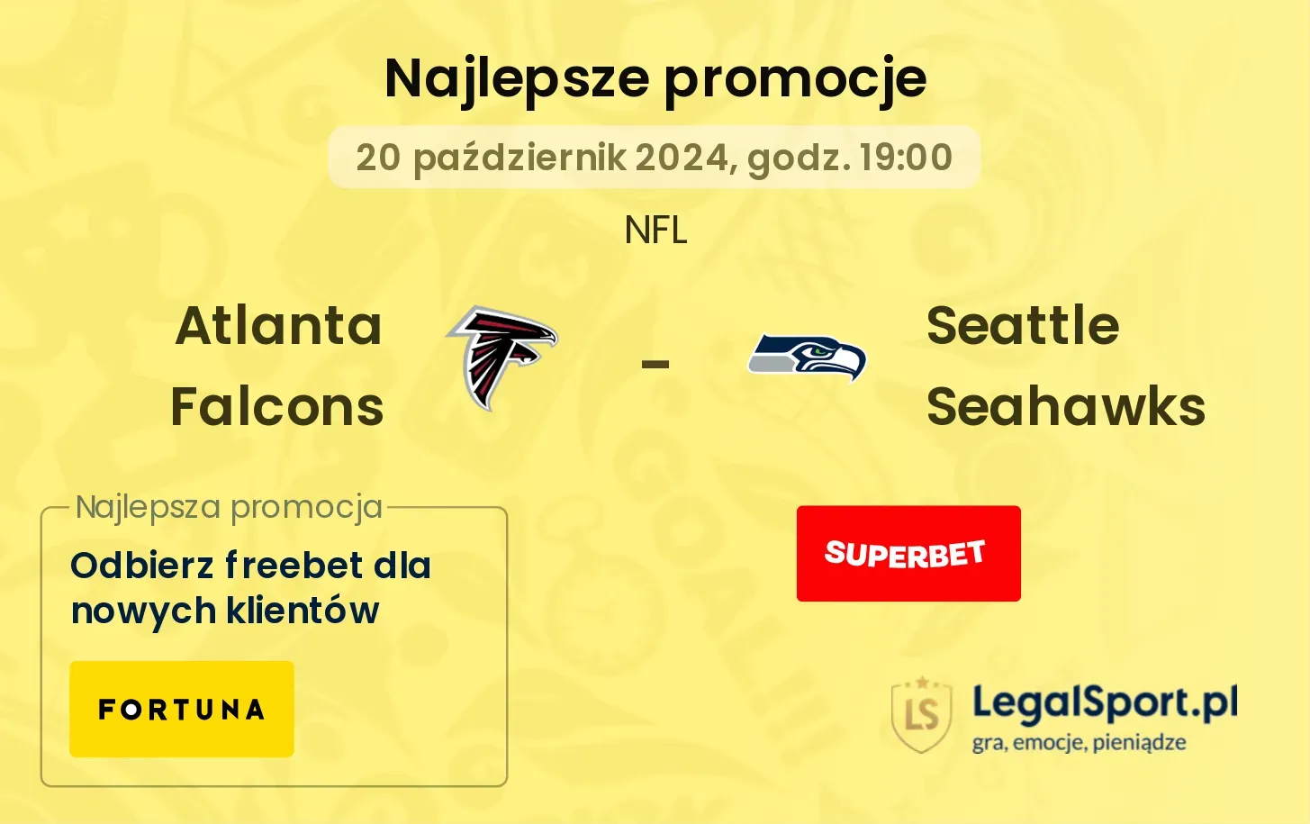  Atlanta Falcons - Seattle Seahawks promocje bonusy na mecz