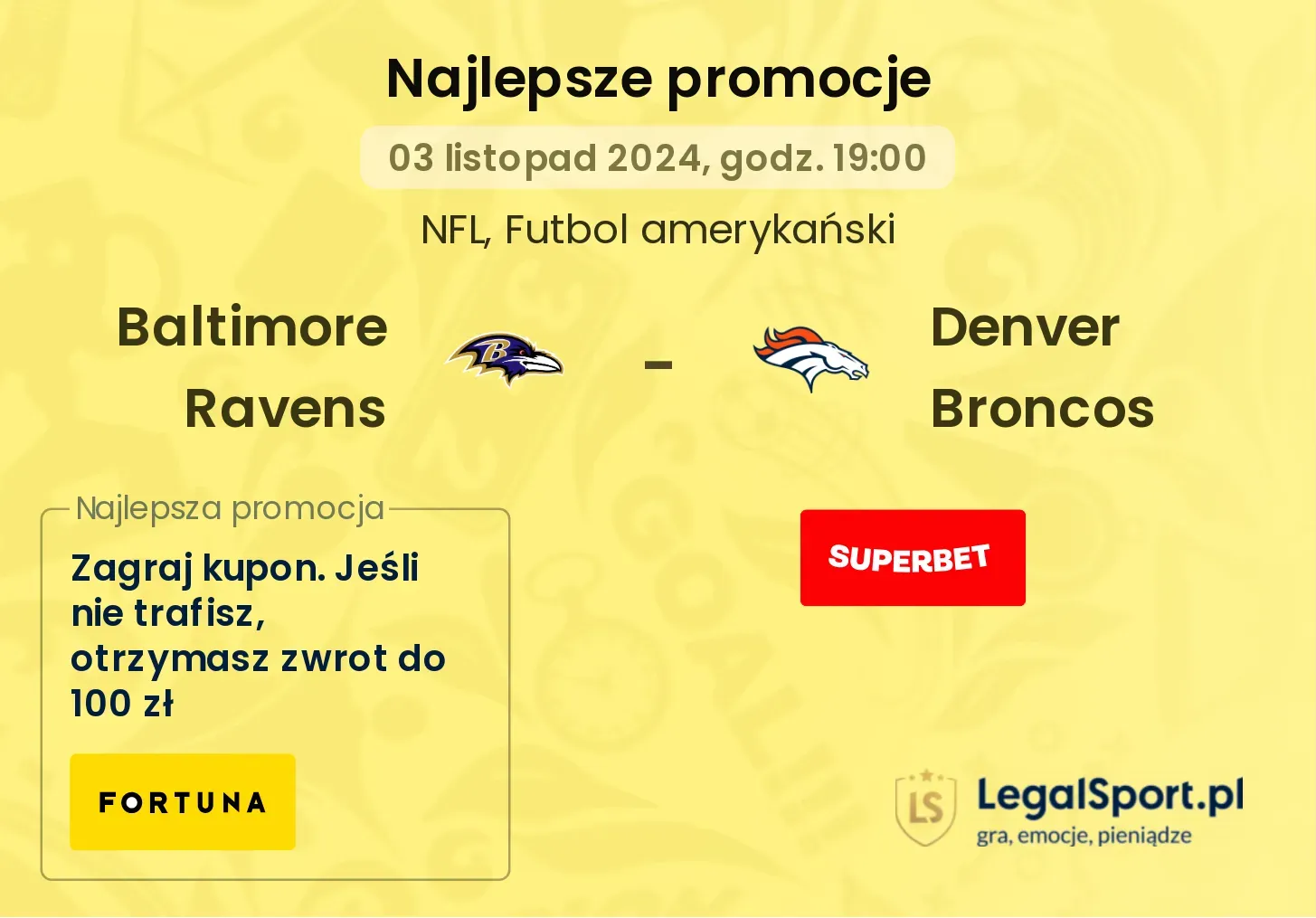 Baltimore Ravens - Denver Broncos promocje bonusy na mecz