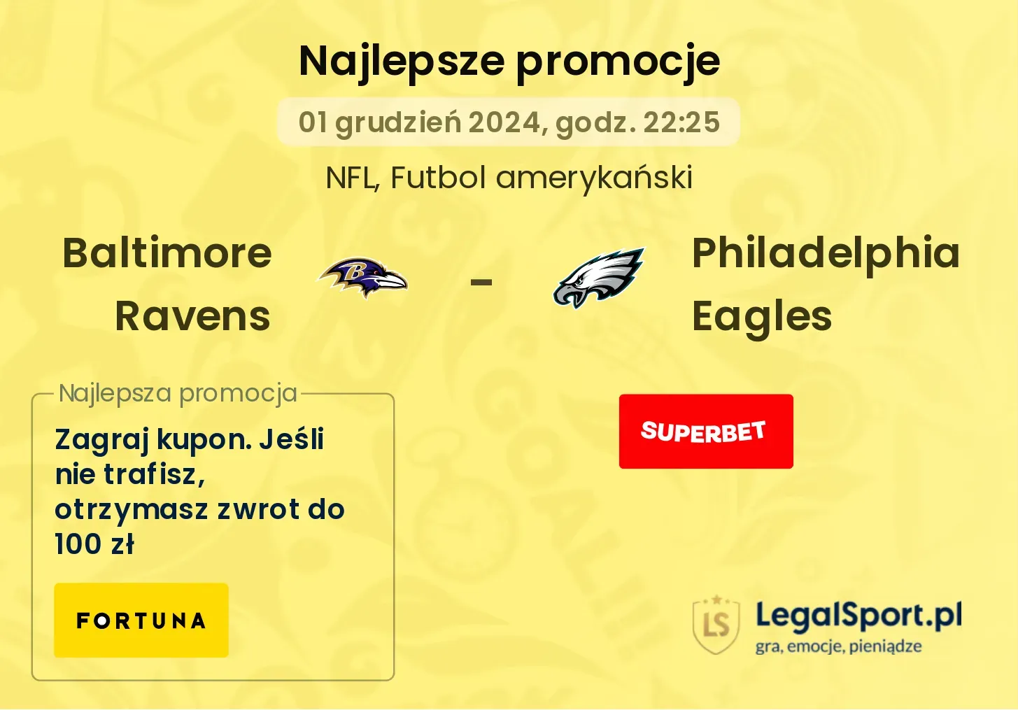 Baltimore Ravens - Philadelphia Eagles promocje bonusy na mecz