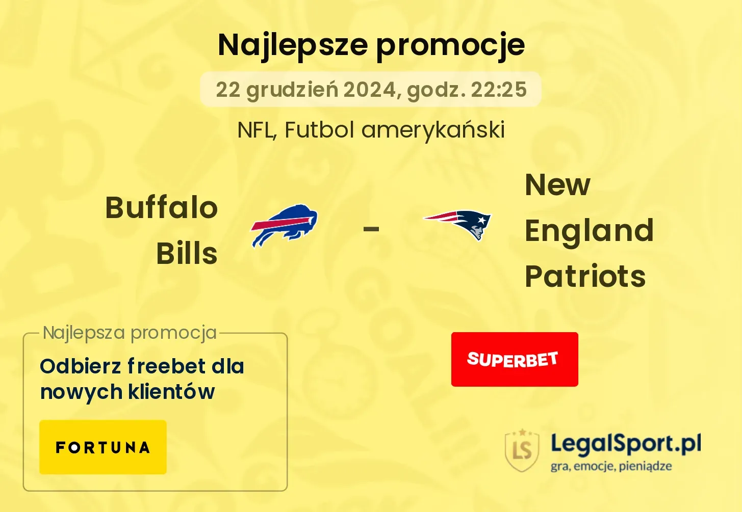 Buffalo Bills - New England Patriots promocje bonusy na mecz