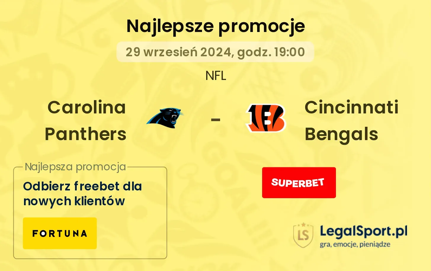  Carolina Panthers - Cincinnati Bengals promocje bonusy na mecz