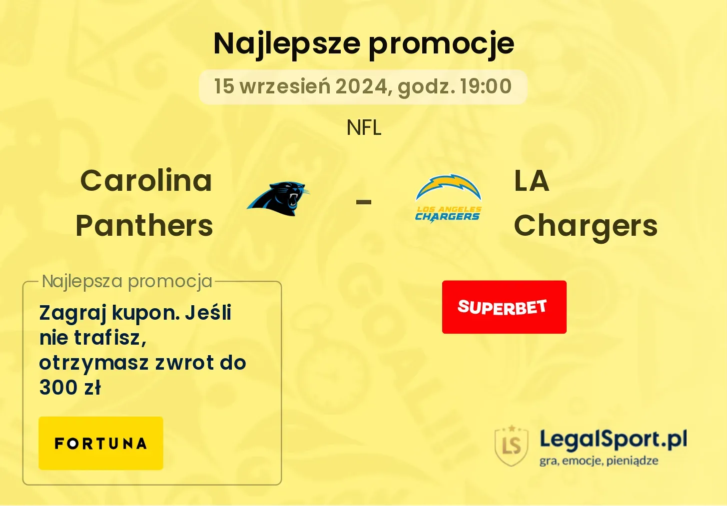  Carolina Panthers - LA Chargers promocje bonusy na mecz