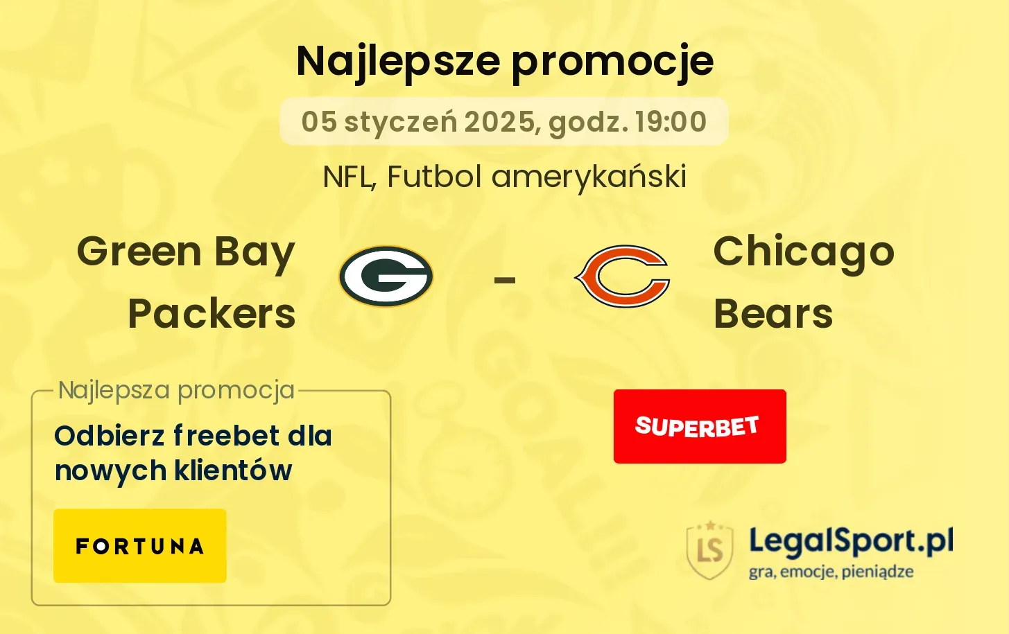 Green Bay Packers - Chicago Bears promocje u bukmacherów