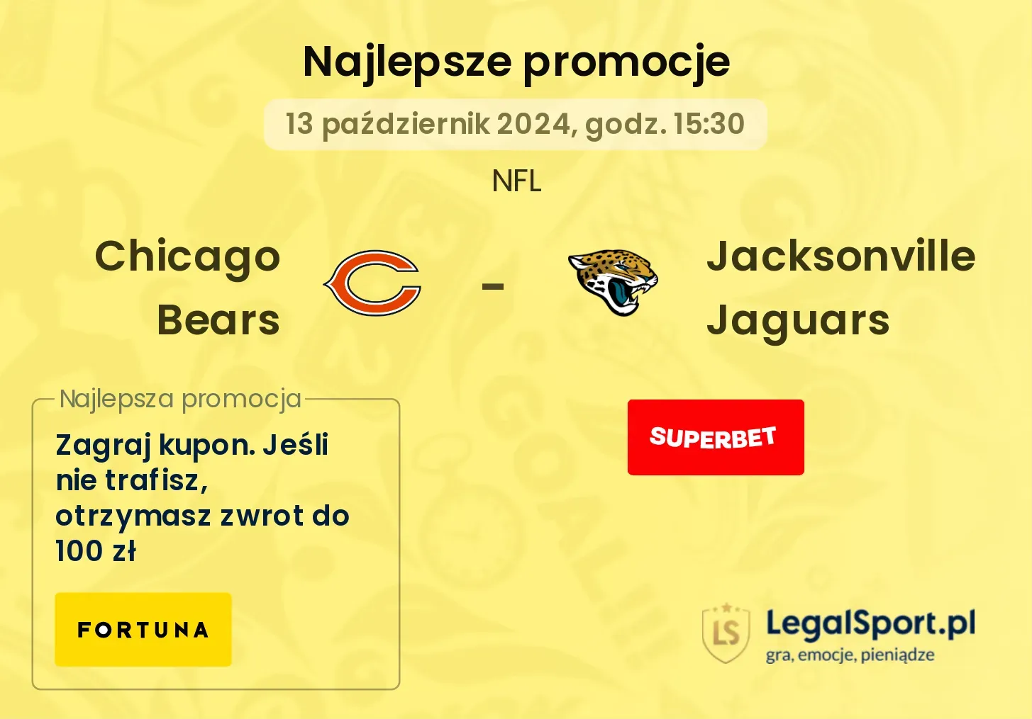 Chicago Bears - Jacksonville Jaguars promocje bonusy na mecz