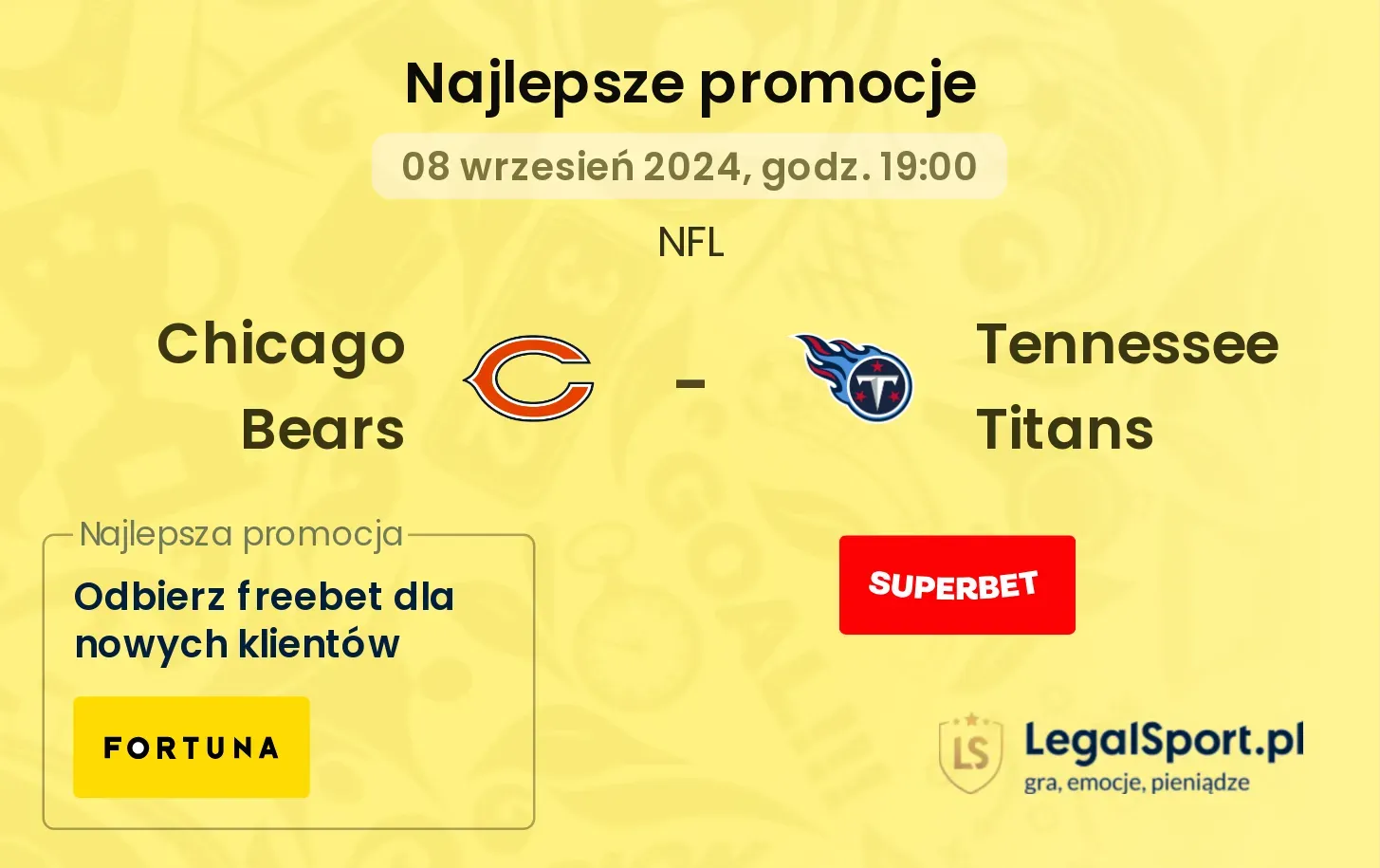 Chicago Bears - Tennessee Titans promocje bonusy na mecz