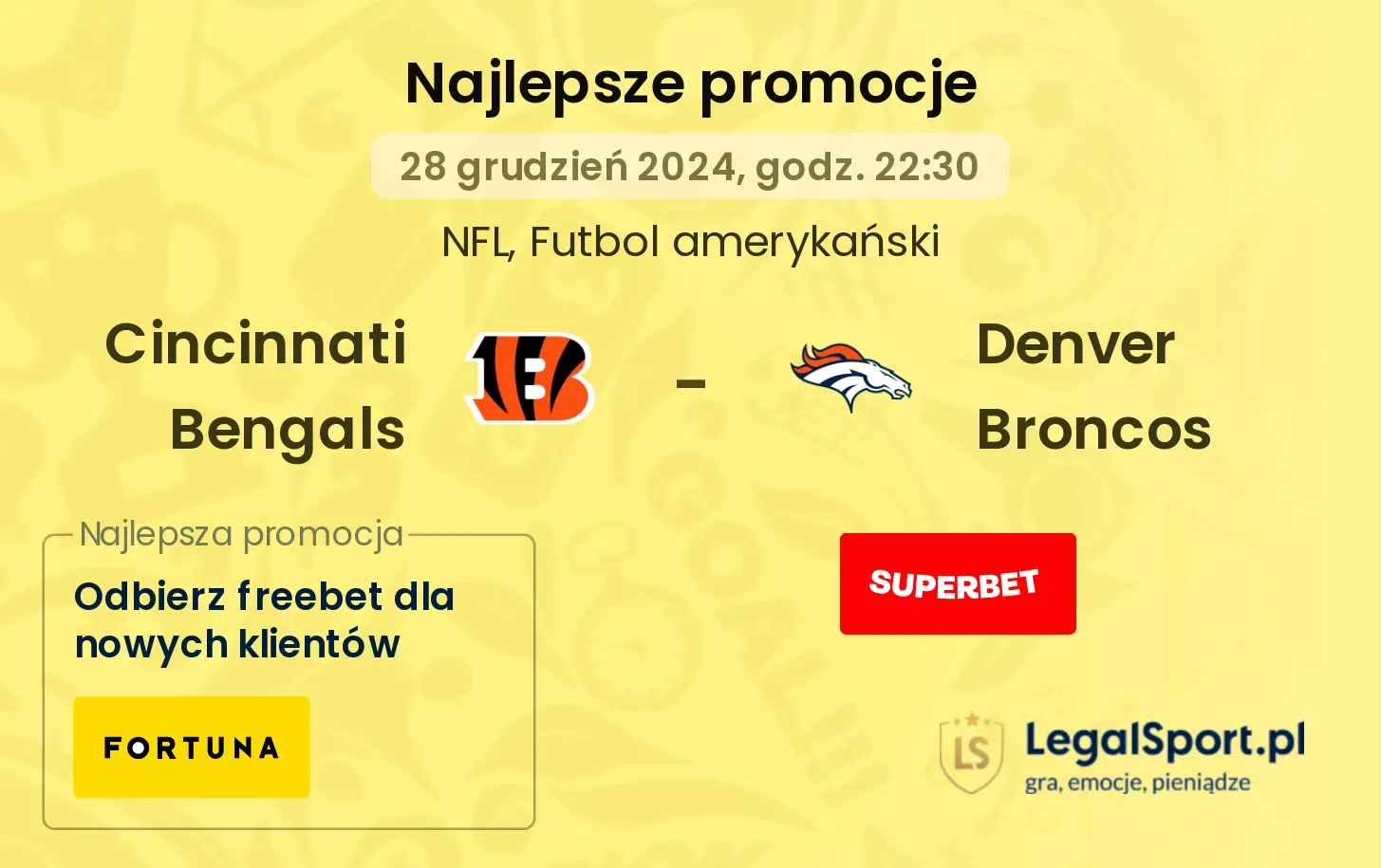 Cincinnati Bengals - Denver Broncos promocje bonusy na mecz