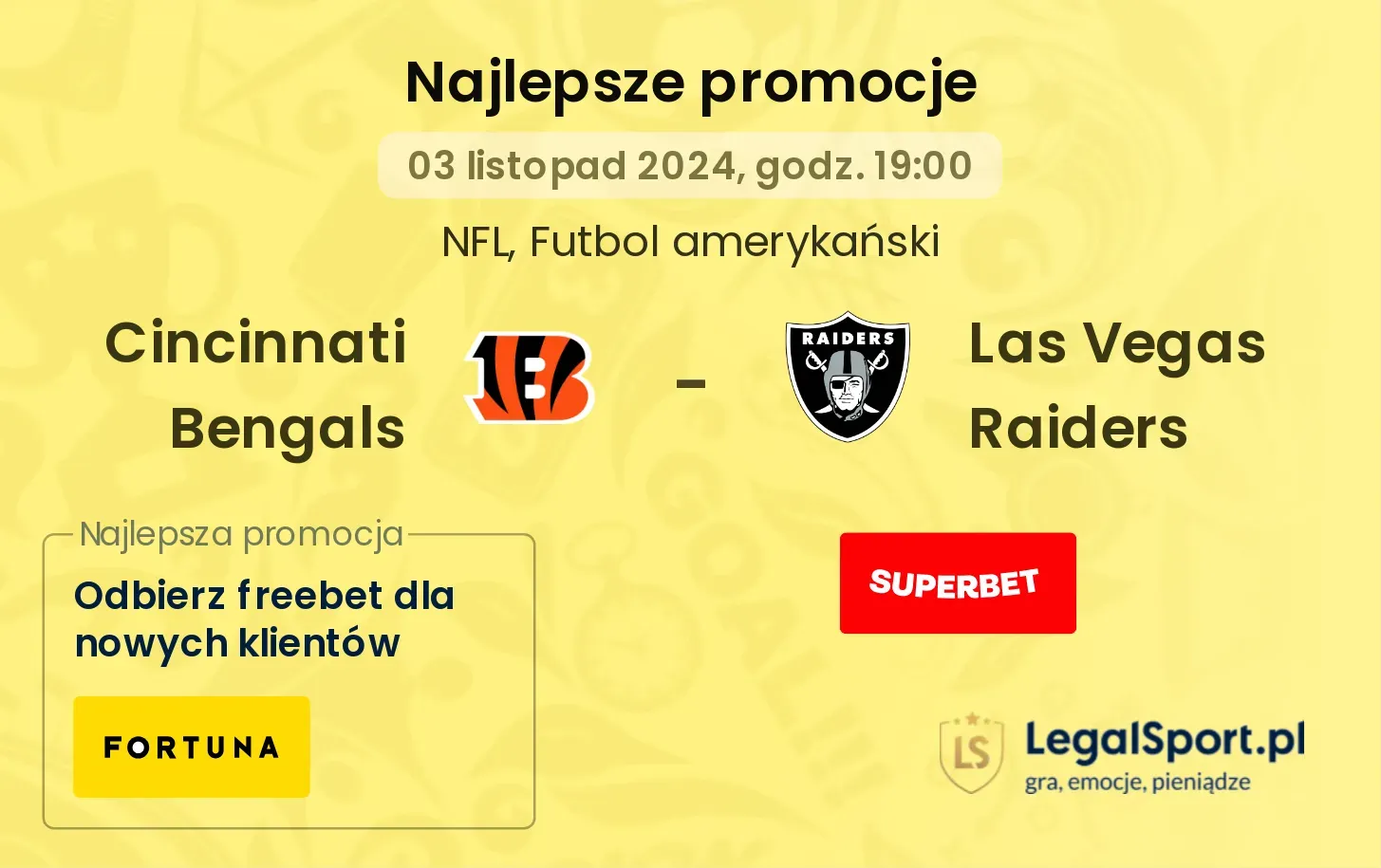 Cincinnati Bengals - Las Vegas Raiders promocje bonusy na mecz