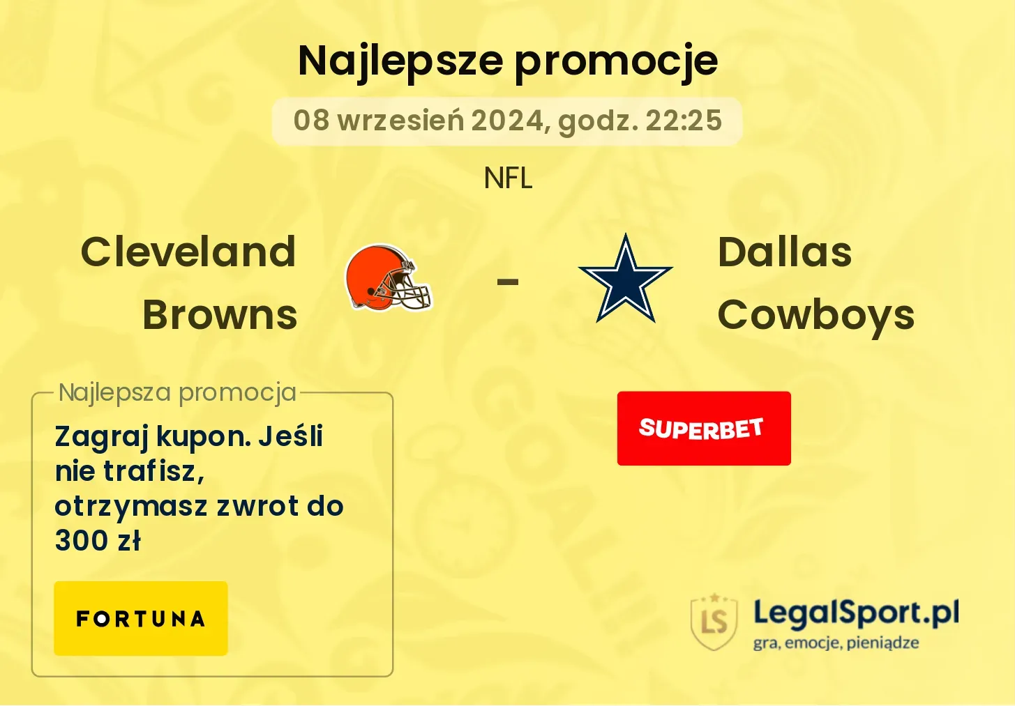  Cleveland Browns - Dallas Cowboys promocje bonusy na mecz