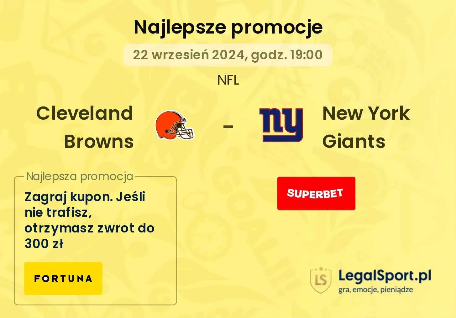  Cleveland Browns - New York Giants promocje bonusy na mecz