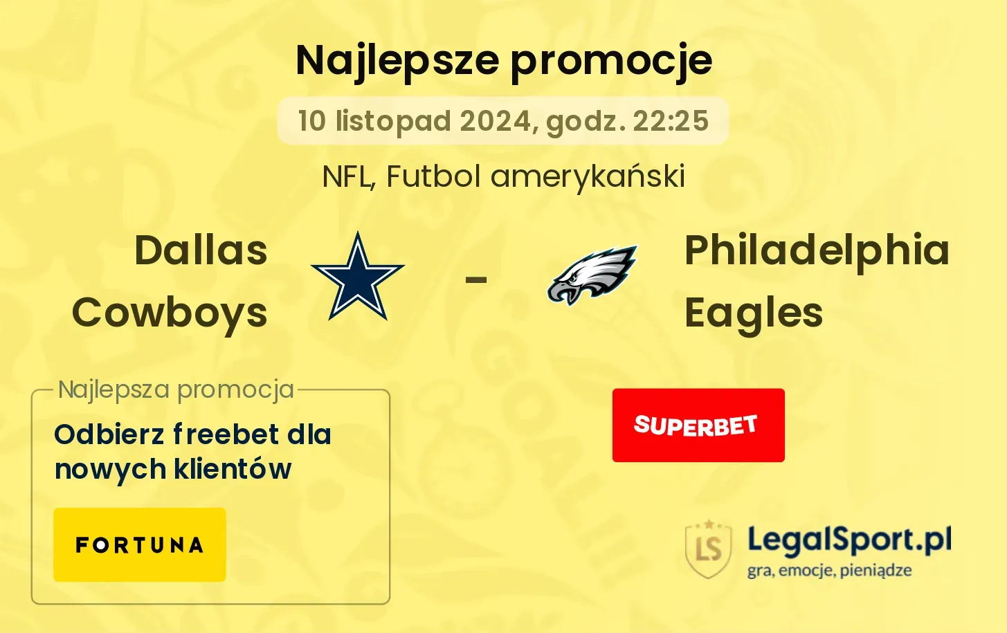 Dallas Cowboys - Philadelphia Eagles promocje bonusy na mecz