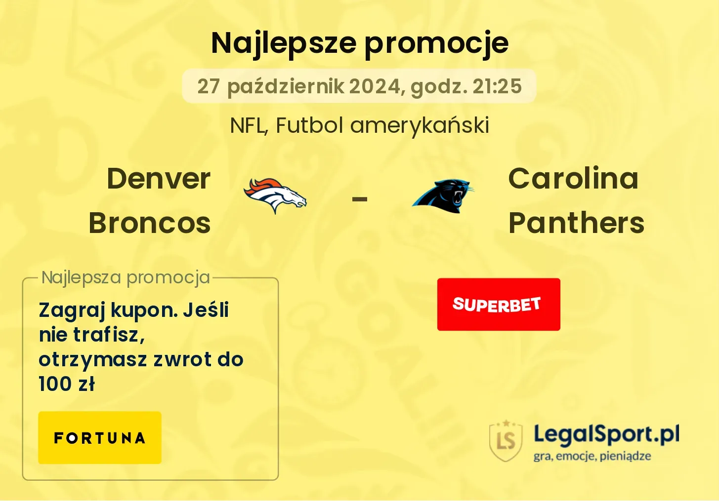 Denver Broncos -  Carolina Panthers promocje bonusy na mecz