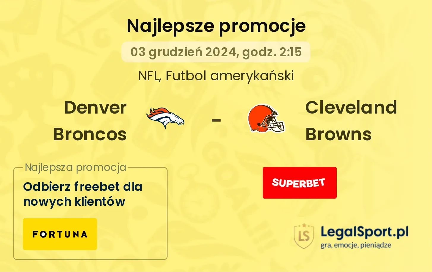 Denver Broncos -  Cleveland Browns promocje bonusy na mecz