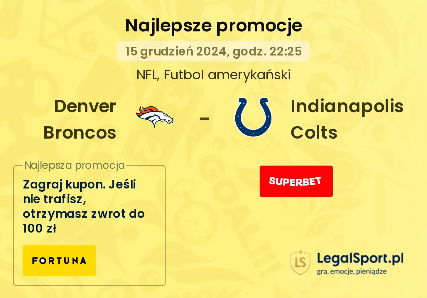 Denver Broncos - Indianapolis Colts promocje bonusy na mecz